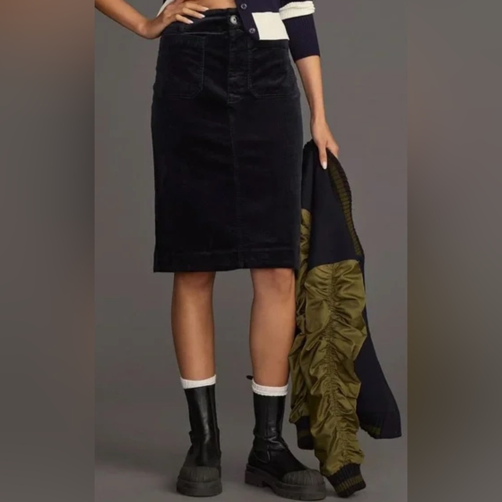 Maeve for Anthropologie Colette Corduroy Skirt in Black Size XS